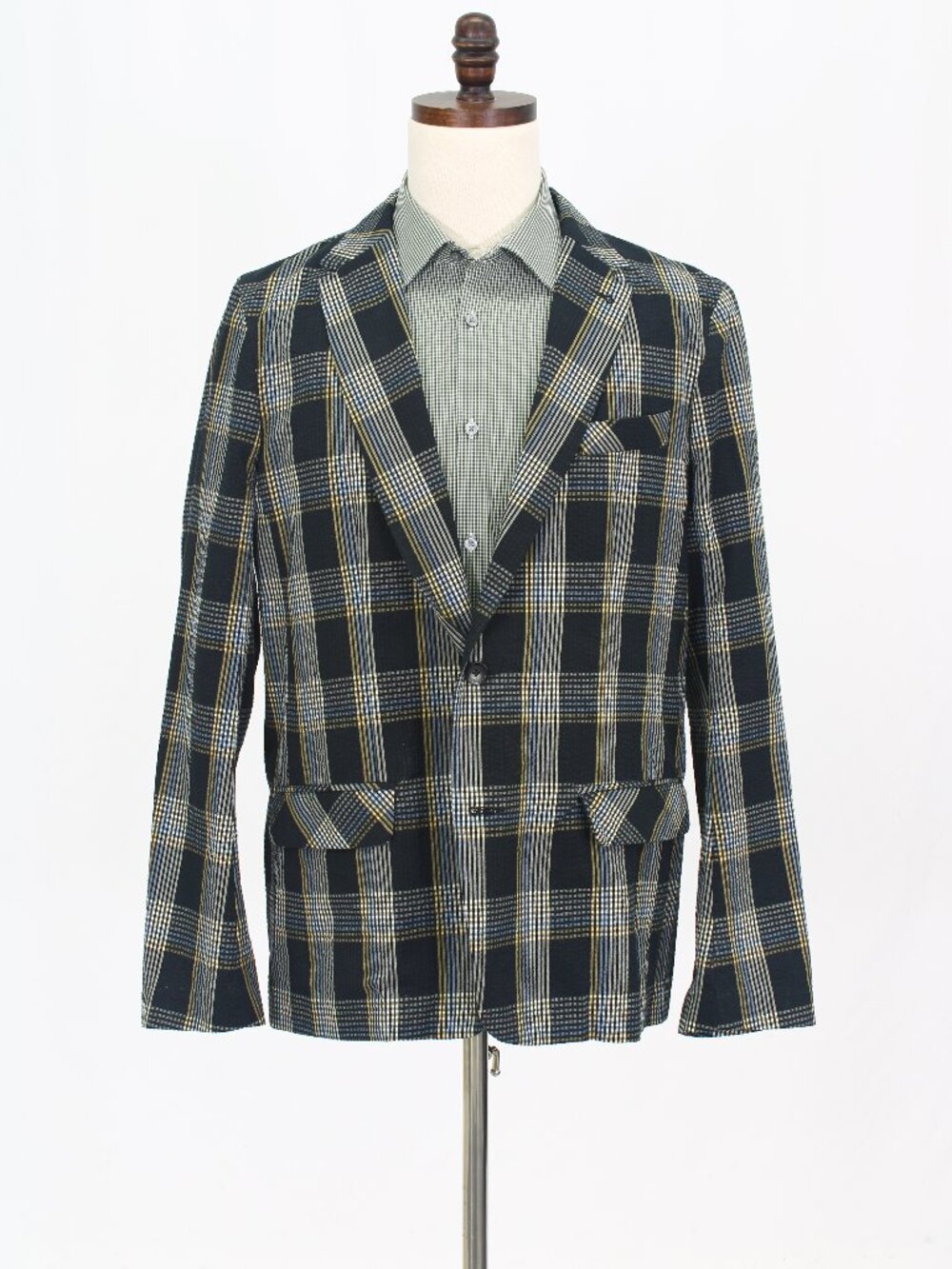 Mr. Turk 44R Black Blazer Sport Coat Jacket 2-Button Check W646